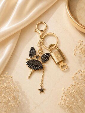 Authentic Louis Vuitton Gold Padlock 🔑 Unbranded Fairy Keychain Bag Charm LV